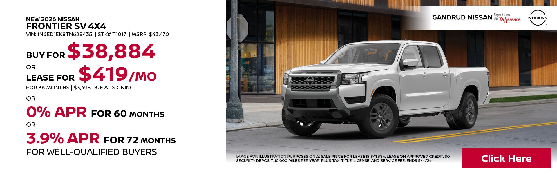 NEW 2026 NISSAN FRONTIER SV 4X4