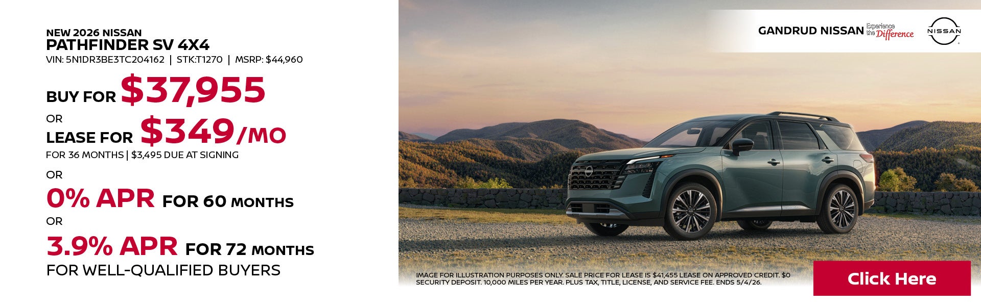 NEW 2026 NISSAN PATHFINDER SV 4X4