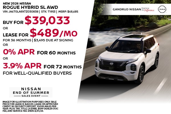 New 2026 Nissan Rogue Hybrid SL AWD 