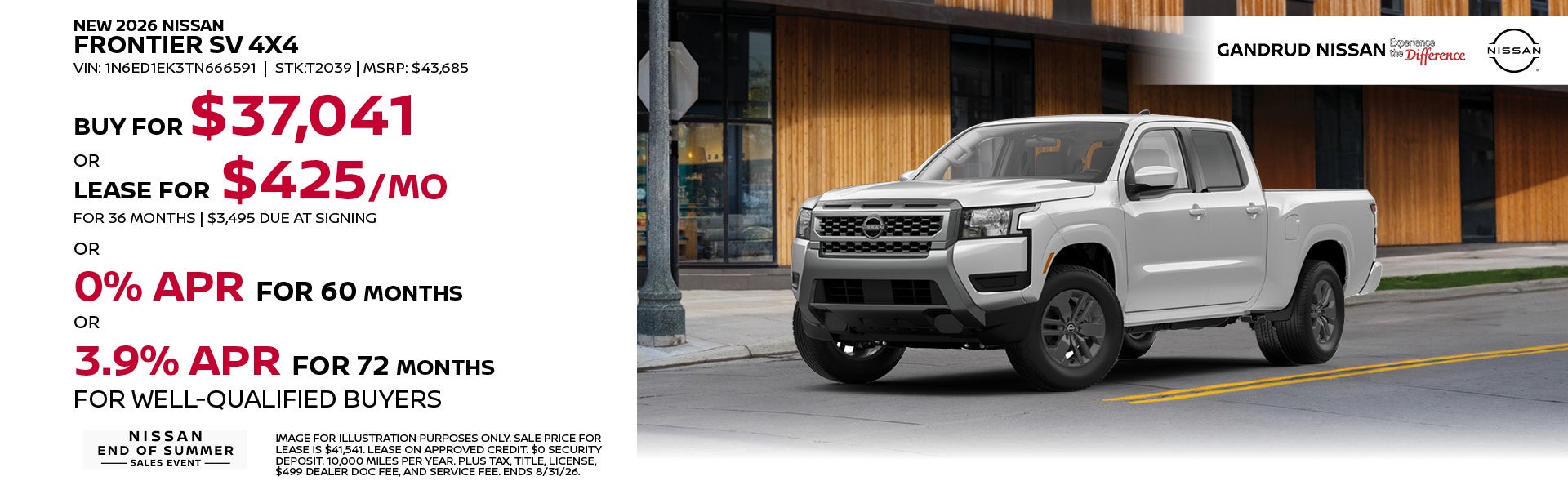 New 2026 Nissan Frontier SV 4x4