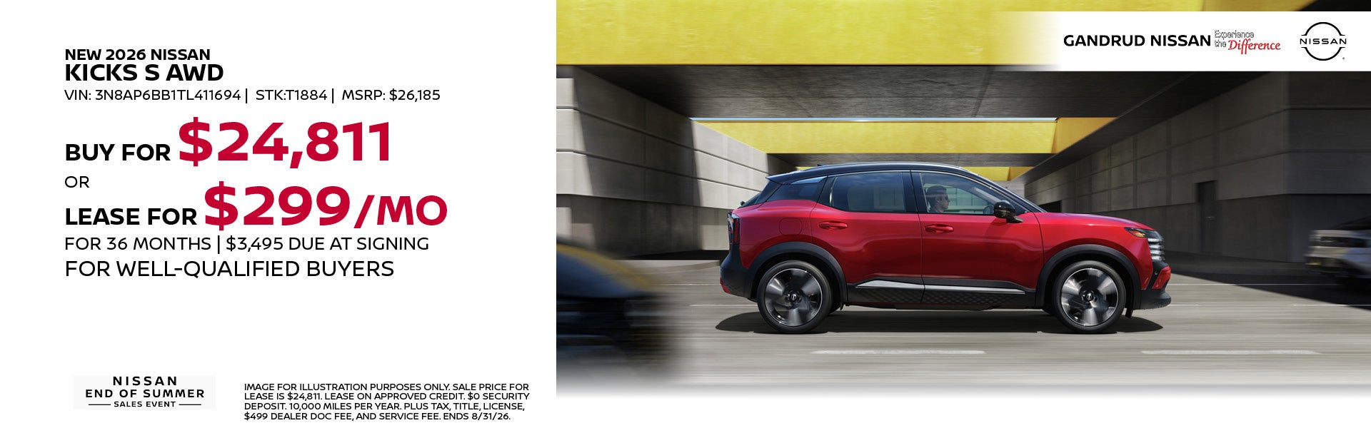 New 2026 Nissan Kicks S AWD