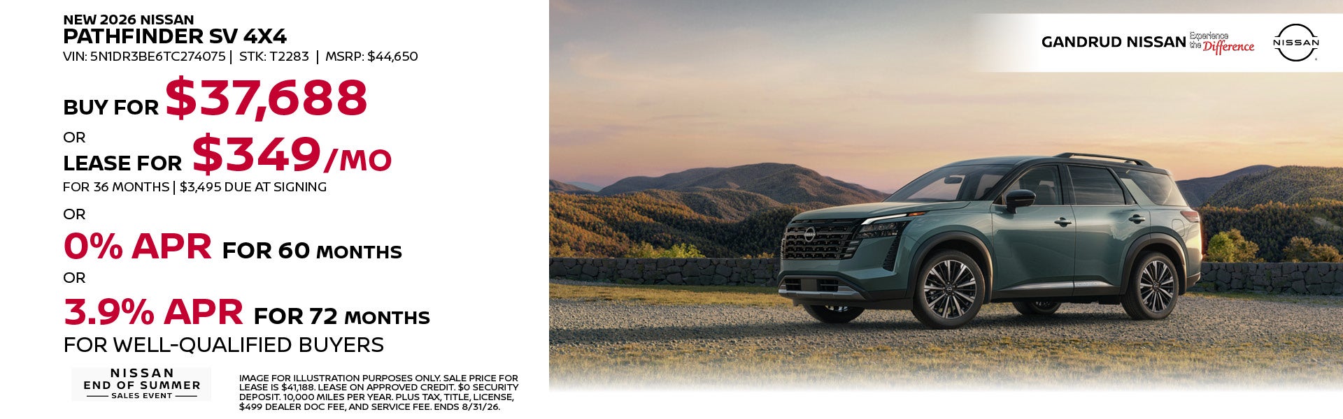 New 2026 Nissan Pathfinder SV 4x4