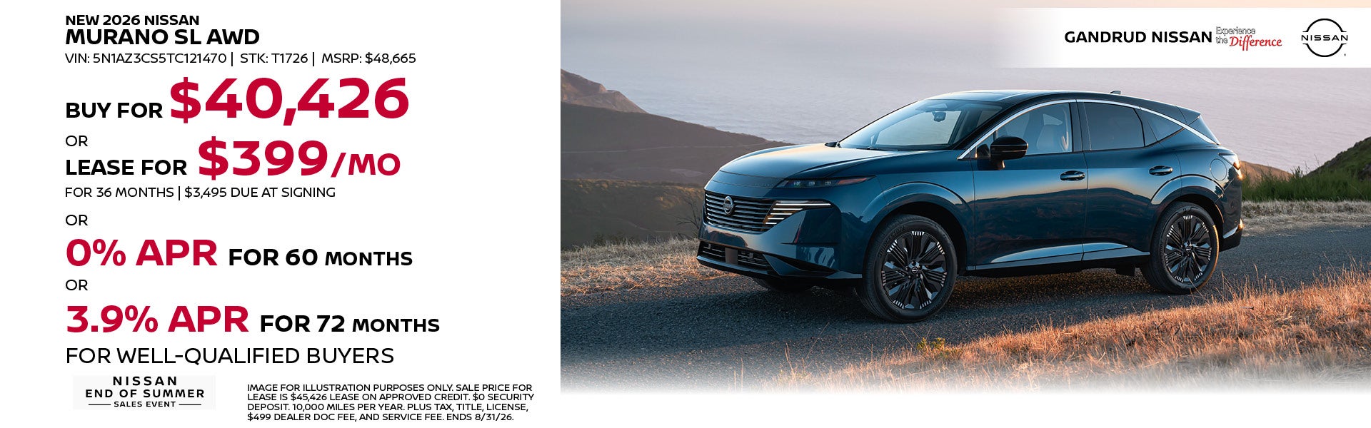 New 2026 Nissan Murano SL AWD