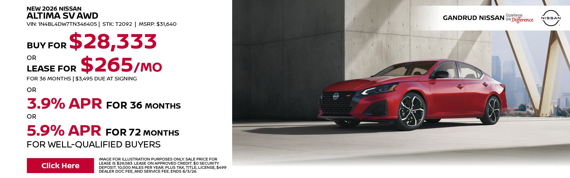 New 2026 Nissan Altima SV AWD