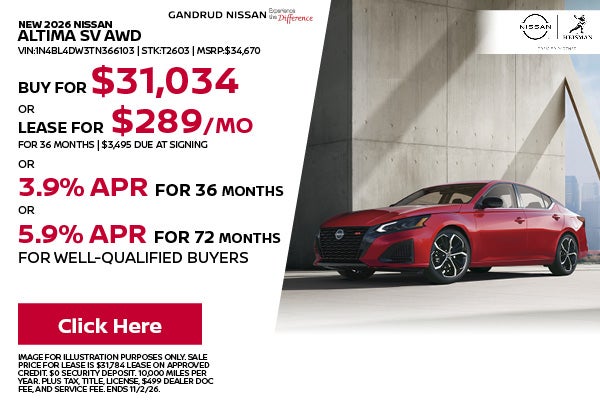 New 2026 Nissan Altima SV AWD 