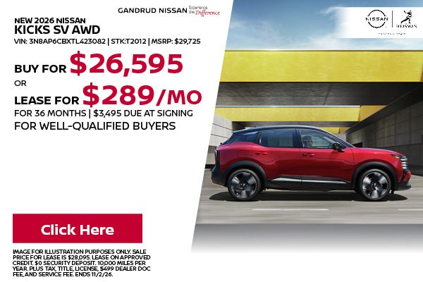 New 2026 Nissan Kicks SV AWD