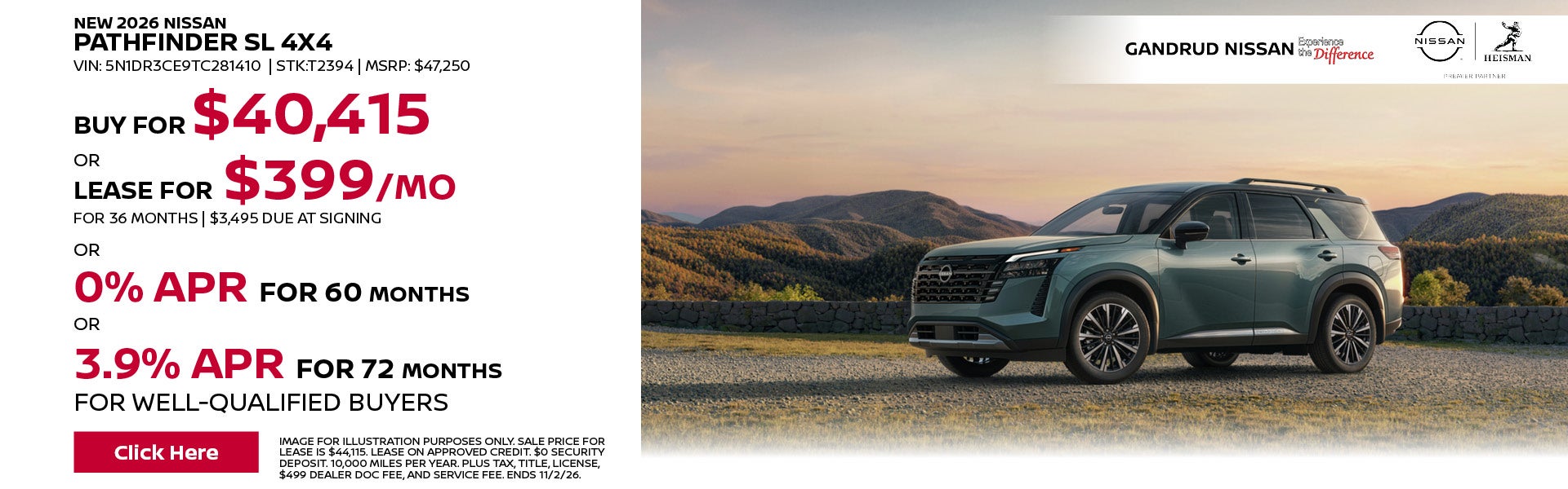 New 2026 Nissan Pathfinder SL 4x4