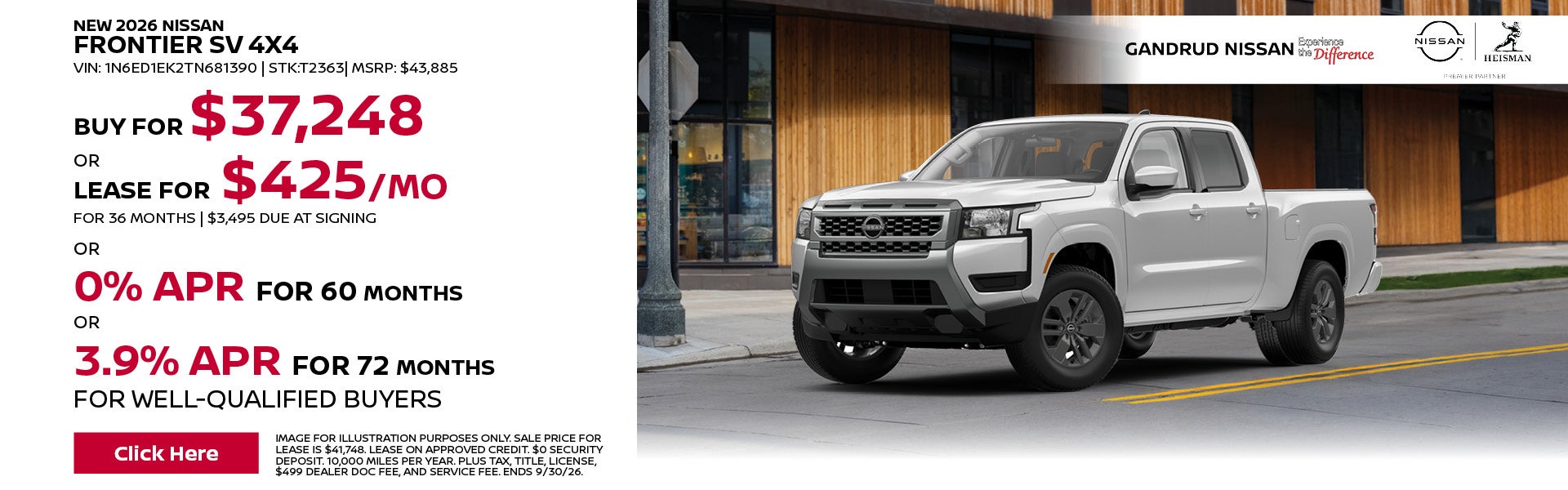 New 2026 Nissan Frontier SV 4x4 