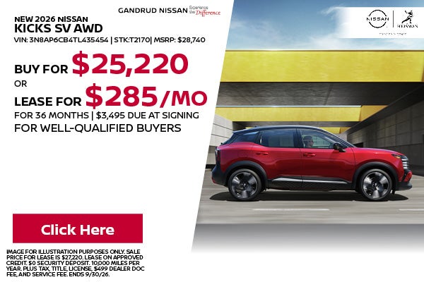 New 2026 Nissan Kicks SV AWD 