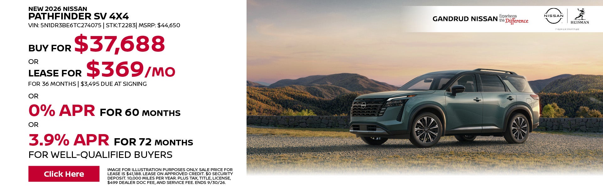 New 2026 Nissan Pathfinder SV 4x4